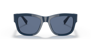occhiale da sole unisex dolce e gabbana montatura in plastica celluloide forma squadrata colore blu lente blu scuro asta spessa con trasparenza decorazione in metallo 0DG4390__328080
