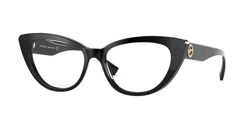 occhiale da vista donna versace montatura in plastica celluloide nera forma cat eye struttura spessa 0VE3286__GB1