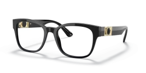 occhiale da vista unisex versace montatura in plastica celluloide nera forma squadrata asta con stemma brand 0VE3314__GB1