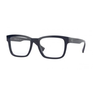 occhiale da vista unisex versace montatura in plastica celluloide blu con logo minimal sulle aste L'altezza della sagoma consente l'uso sia di un corridoio regolare per lenti progressive che di lenti OfficeVE3285_5230.