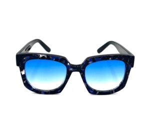 cataleya 695 1122 2 ocshop occhiale da sole donna, montatura in plastica celluloide color tartarugato blu e lente cobalto sfumato