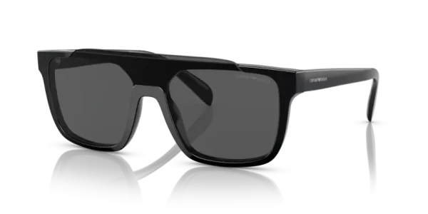 EMPORIO ARMANI 4193 -occhiale da sole unisex montatura in plastica celluloide nera lente a mascherina Forma squadrata per tutti i tipi si viso, la lente a mascherina e il suo mood futuristico rende questo occhiale una vera icona della moda.