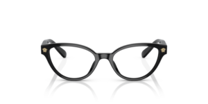 VERSACE 3322U - Occhiale Bimba montatura in plastica celluloide colore nero semplice con la sua forma cat eye e particolari aste con logo in metallo che danno un bel colpo d'occhio