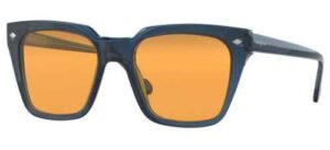 VOGUE 5380SM - occhiale da sole unisex montatura in plastica celluloide blu lenti arancio Forma squadrata che crea uno stile sicuro di sé, con ponte a chiave rétro e un fascino unisex