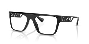 VERSACE 3326U - occhiale da vista unisex montatura in plastica con aste in metallo Forma in acetato di ispirazione retrò nero. Logo anni '90 in una squisita esecuzione in metallo completa sull'asta.