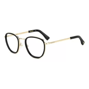 Dsquared2 0076 - occhiale da vista unisex montatura in metallo oro Una forma panthos e una linea da estroverso con la sua struttura in metallo sottile e un un inserto in nylon che contorna le lenti.